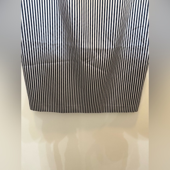 NWT‎ Banana Republic Navy and Silver Striped Bow Shift Dress - Size 12 - Picture 5 of 11
